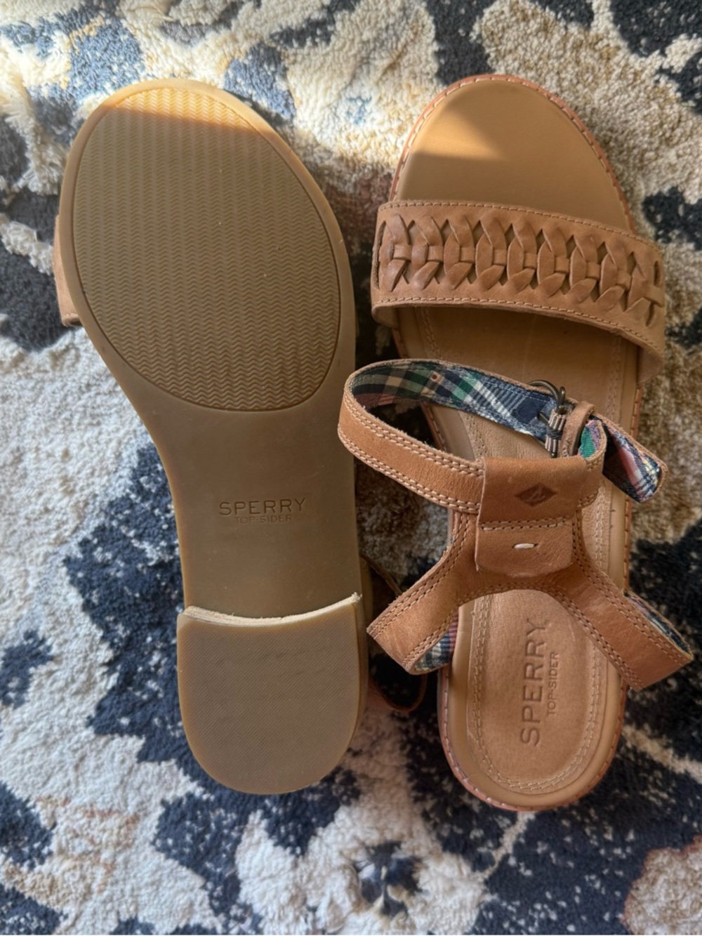 Sperry Top-Sider Leather Sandals Woven Strap Ankle Strap Brown Size 7.5 - Picture 5 of 5
